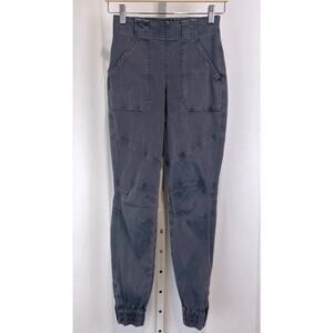 SPANX Stretch Twill Cargo Jogger Pants Pull On Zip Ankle Utility Cotton Gray XS